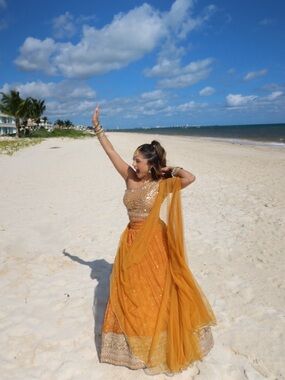 Embellished Mustard Yellow Lehenga with Dupatta